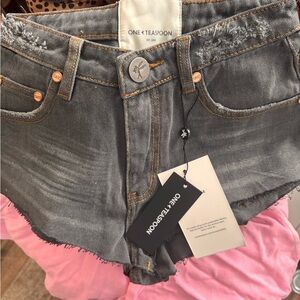 One Teaspoon Gun Metal Denim RARE SIZE Raw Hem Shorts